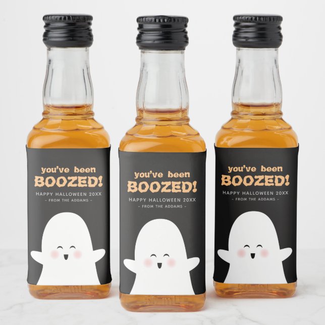 You've Been Boozed Halloween Cute Ghost Liquor Bot Liquor Bottle Label (Bottles)