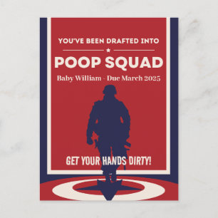 You've Been Drafted Into Poop Squad - Baby Reveal Postcard