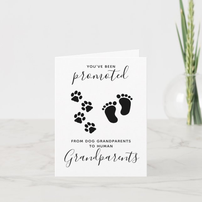 You've Been Promoted Dog Grandparents Pregnancy Note Card (Front)