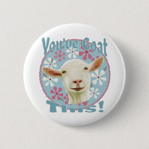 You've Goat This! Encouraging Goat Pink and Blue 6 Cm Round Badge