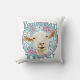 You've Goat This! Encouraging Goat Pink and Blue Cushion