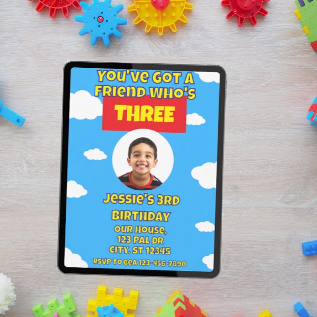 You've Got a Friend Who's 3, picture 3rd Birthday Invitation (Creator Uploaded)