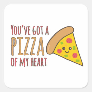 You've Got a Pizza of Heart Kawaii Pizza Design Square Sticker