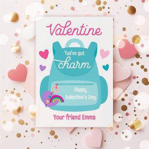 You've Got Charm Keychain Valentine Classroom Card