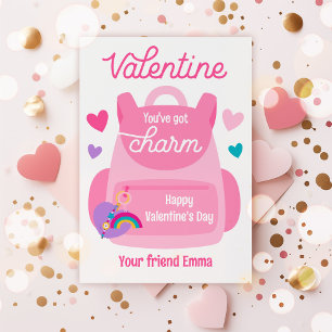You've Got Charm Keychain Valentine Classroom Card