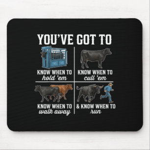 Youve Got to Know When to Holdem Retro Funny Cow Mouse Pad