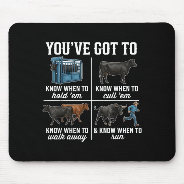 Youve Got to Know When to Holdem Retro Funny Cow Mouse Pad (Front)