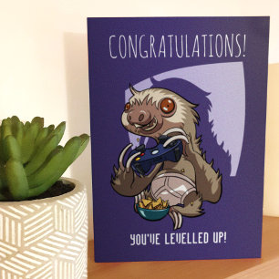 You've Levelled Up Gamer Sloth In Pants Cartoon Card
