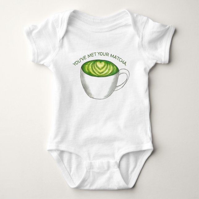 You've Met Your Match Matcha Green Tea Latte Love Baby Bodysuit (Front)