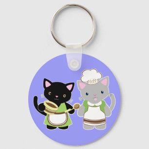Yoyo and Suki Neko baking kitties Key Ring