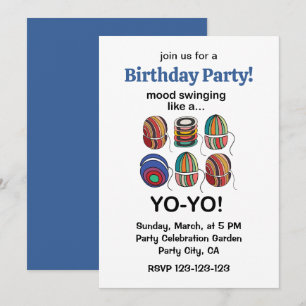 Yoyo Mood Swings Like A Yo-Yo Funny Birthday Party Invitation
