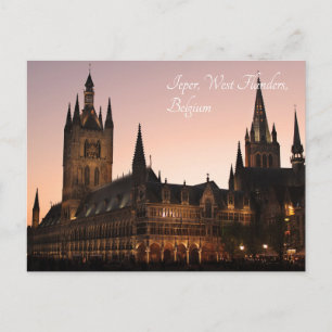 Ypres Cloth Hall, Belgium by Night Postcard
