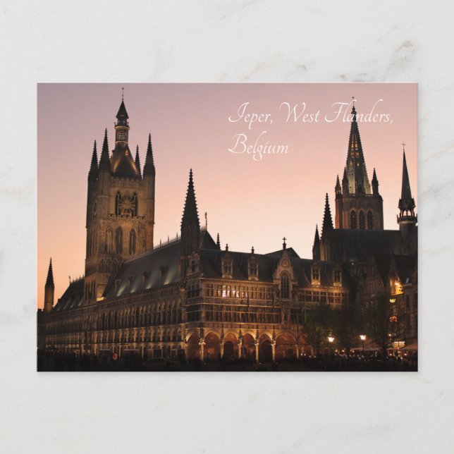 Ypres Cloth Hall, Belgium by Night Postcard (Front)