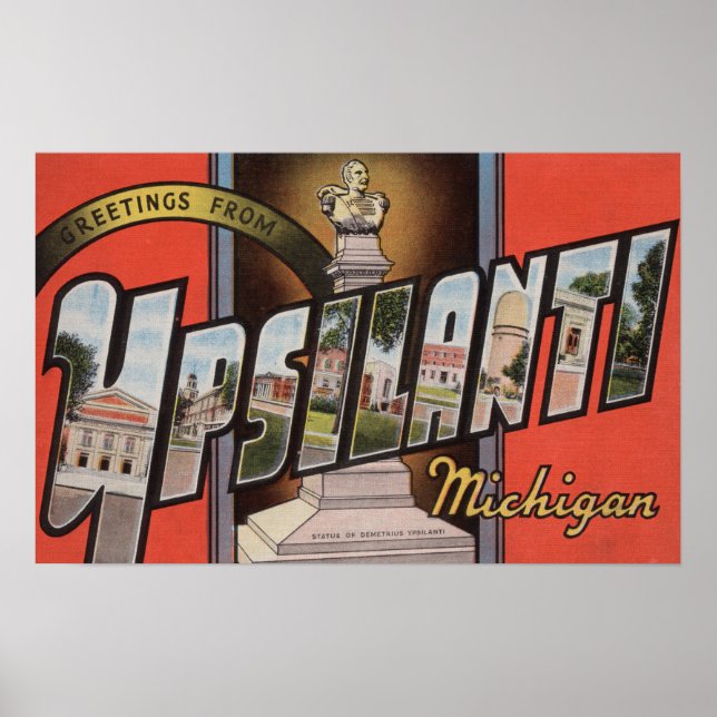 Ypsilanti, Michigan - Large Letter Scenes Poster (Front)