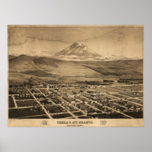 Yreka California 1884 Antique Panoramic Map Poster