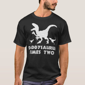 YSAURUS TIMES TWO Twins Father Dad Kids Dinosaur T-Shirt