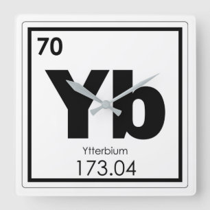 Ytterbium chemical element symbol chemistry formul square wall clock