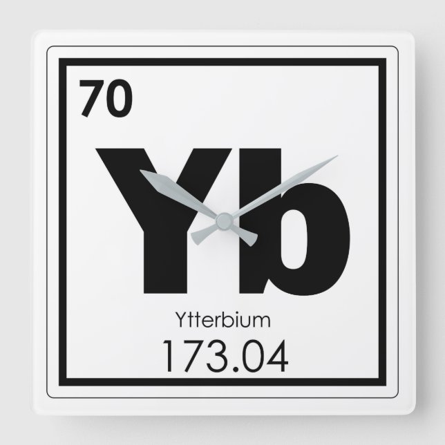 Ytterbium chemical element symbol chemistry formul square wall clock (Front)