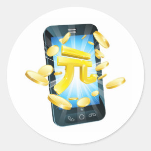Yuan money phone concept classic round sticker