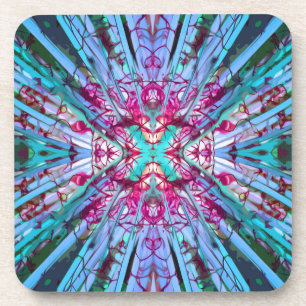 Yucca Op Art in Turquoise Coaster