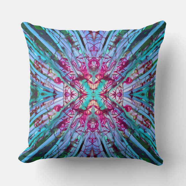 Yucca Op Art in Turquoise Cushion (Front)