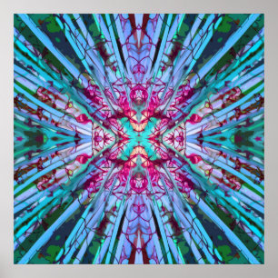 Yucca Op Art in Turquoise Poster