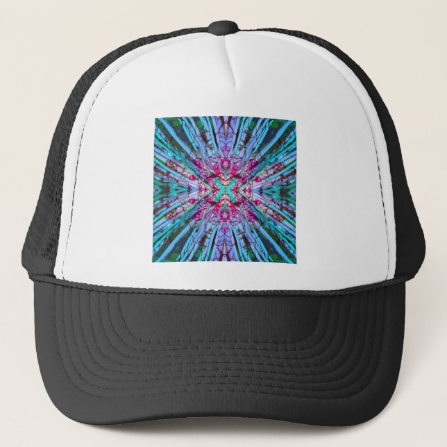 Yucca Op Art in Turquoise Trucker Hat (Front)