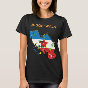 Yugoslavia Retro Map Red Star Travel T-Shirt