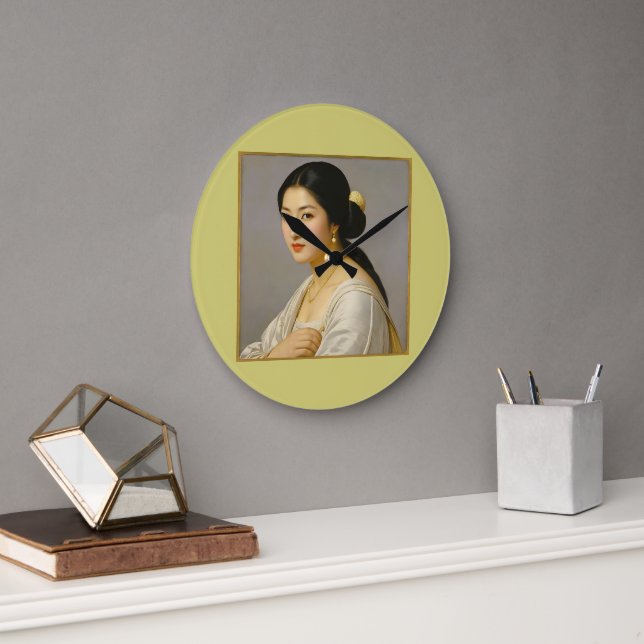 "Yuki Mori" Fine Art Woman's Portrait Large Clock (Office)