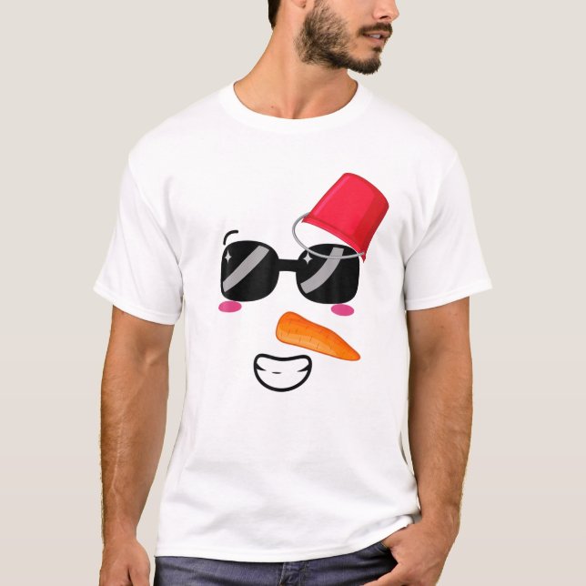 Yukidaruma Snowman Face With Carrot I Kawaii Anime T-Shirt (Front)