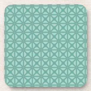 Yukka Green And Hint Of Pink Lattice Tile Pattern Coaster