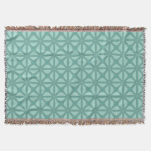 Yukka Green And Hint Of Pink Lattice Tile Pattern Throw Blanket