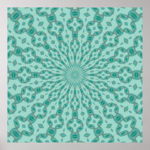 Yukka Green and Pink Hint Kaleidoscope Poster