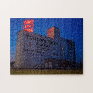 Yukon' Best Flour Mill Neon Sign At Dusk Jigsaw Puzzle