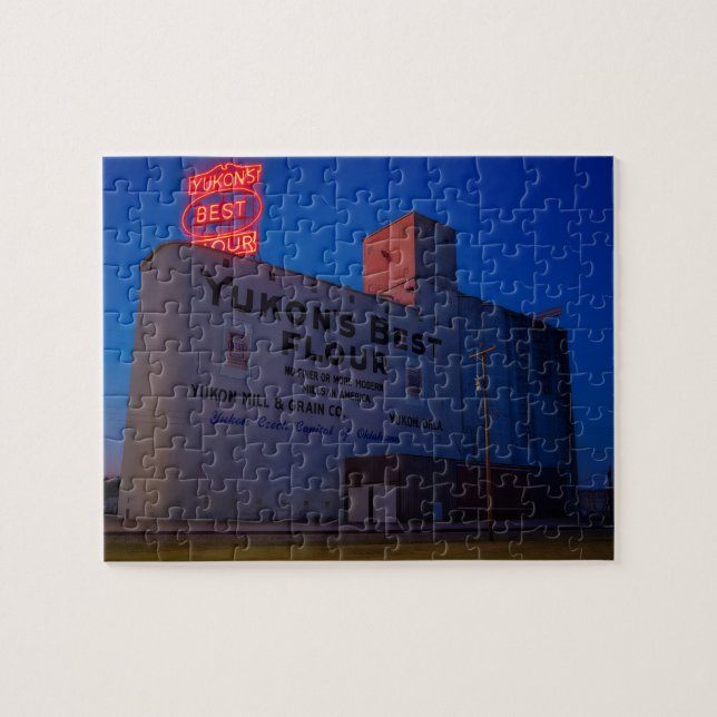 Yukon' Best Flour Mill Neon Sign At Dusk  Jigsaw Puzzle (Horizontal)