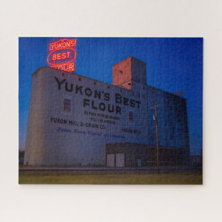 Yukon' Best Flour Mill Neon Sign At Dusk Jigsaw Puzzle