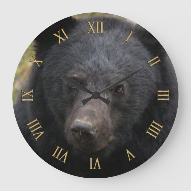 Yukon Black Bear & Wilderness Photo Art Large Clock (Front)