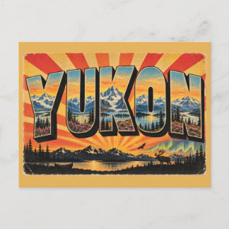 Yukon CA Mountains Tundra Northern Lights Art Postcard