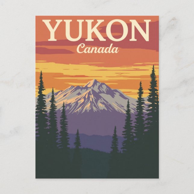Yukon Canada Mountain Sunset Postcard (Front)