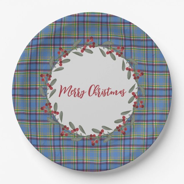 Yukon Territory Tartan Christmas  Paper Plates (Front)