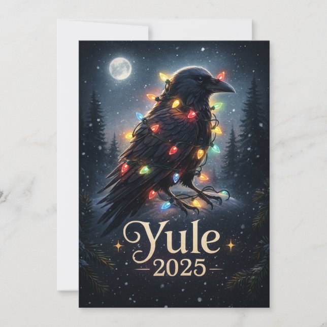 Yule 2025 raven crow holiday card (Front)