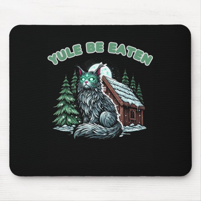 Yule Be Eaten Yule Christmas Cat Jolakotturinn Ice Mouse Pad (Front)