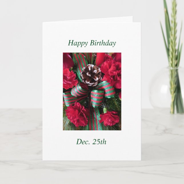 Yule-Birthday Arrangement 1 Holiday Card (Front)