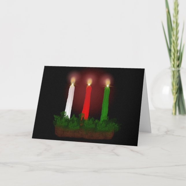 Yule Candles Winter Solstice Witch Wiccan Pagan Holiday Card (Front)