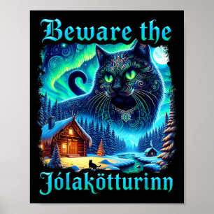 Yule Cat Vintage Beware Jolakotturinn Icelandic Ch Poster