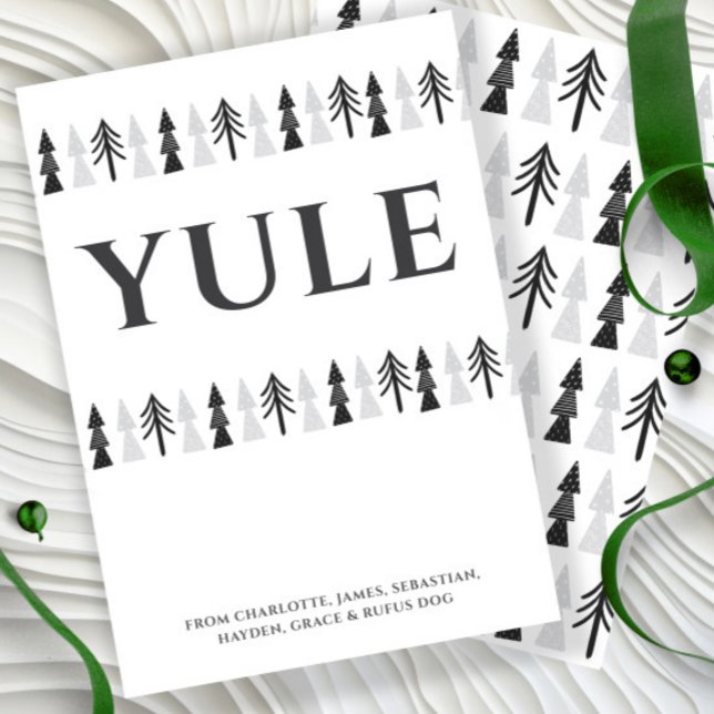 Yule Christmas Tree Personalised Holiday Card (Yule Christmas Tree Personalized Holiday Card by Ricaso. Scandinavian minimalist Nordic Style cards)