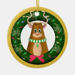 Yule Deer Round Personalised Ornament