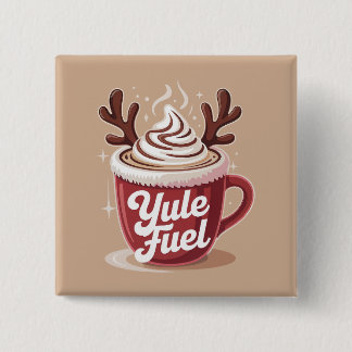 Yule Fuel • Cozy Cocoa & Coffee Christmas 15 Cm Square Badge