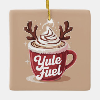 Yule Fuel • Cozy Cocoa & Coffee Christmas Ceramic Ornament