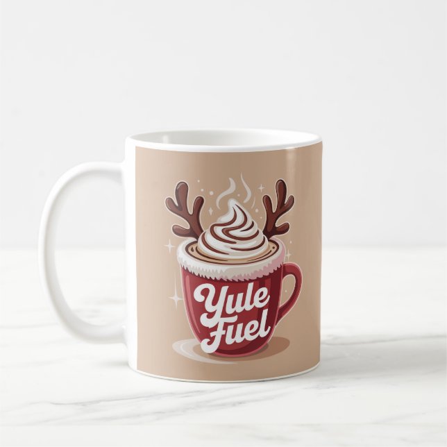 Yule Fuel • Cozy Cocoa & Coffee Christmas Coffee Mug (Left)
